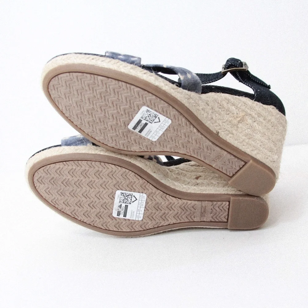 TOMS Sienna Navy Batik Wedge Heels